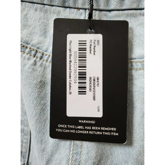 PrettyLittleThing Women's Light Blue Denim Cotton Wide Legs Casual Pants Size 20 - Picture 2 of 12